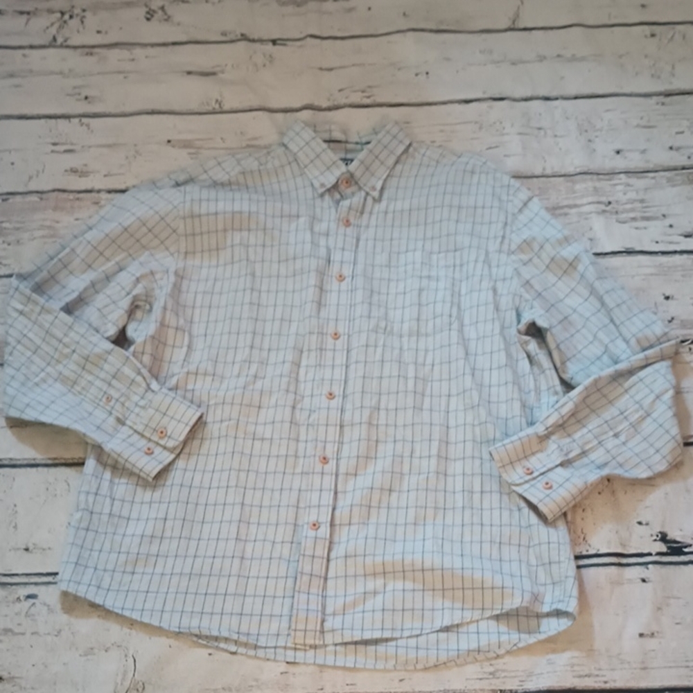 Cutter & Buck Blue Yellow Red Long Sleeve Cotton Button Up Shirt L